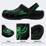 Gothic Neon Spider Print - Fur Lined Slippers/Sandals