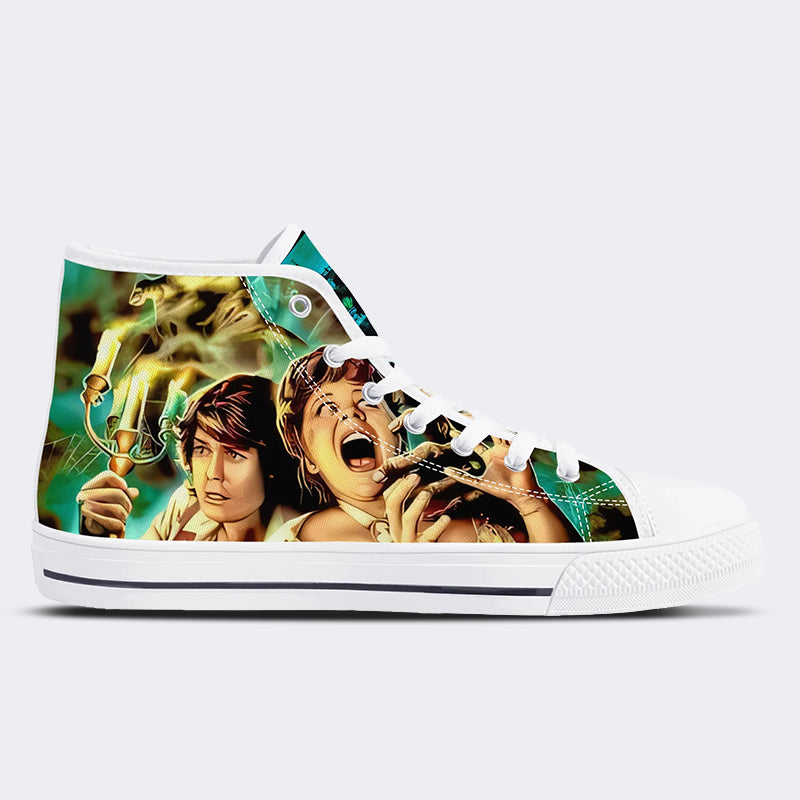 Horror Movie Vintage Graphic Print - High Top Canvas