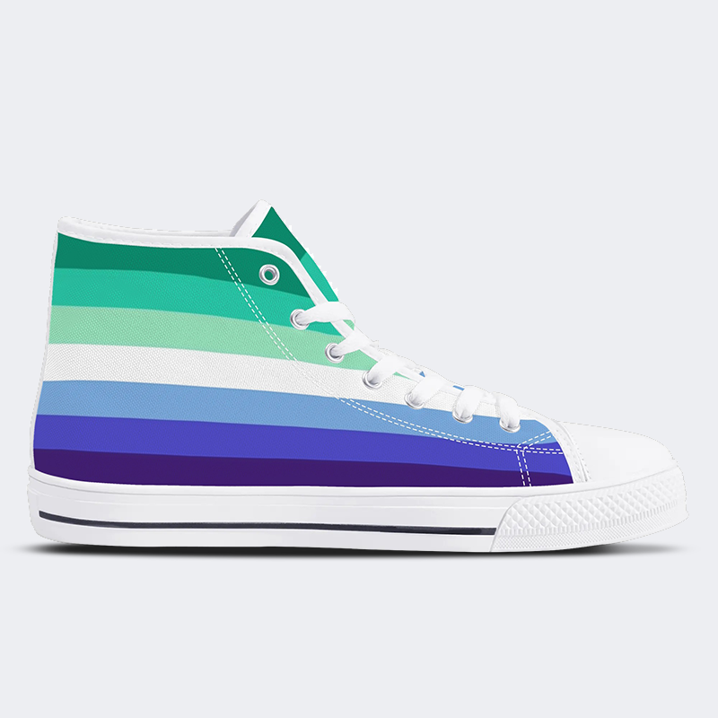 Gay Men’s Pride Flag High Top Canvas Shoes