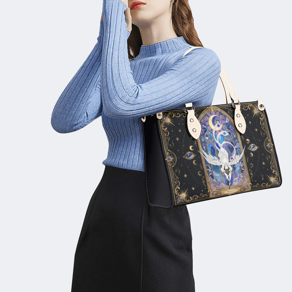 Swan Stained Glass Print Handbag Factory Direct Sales