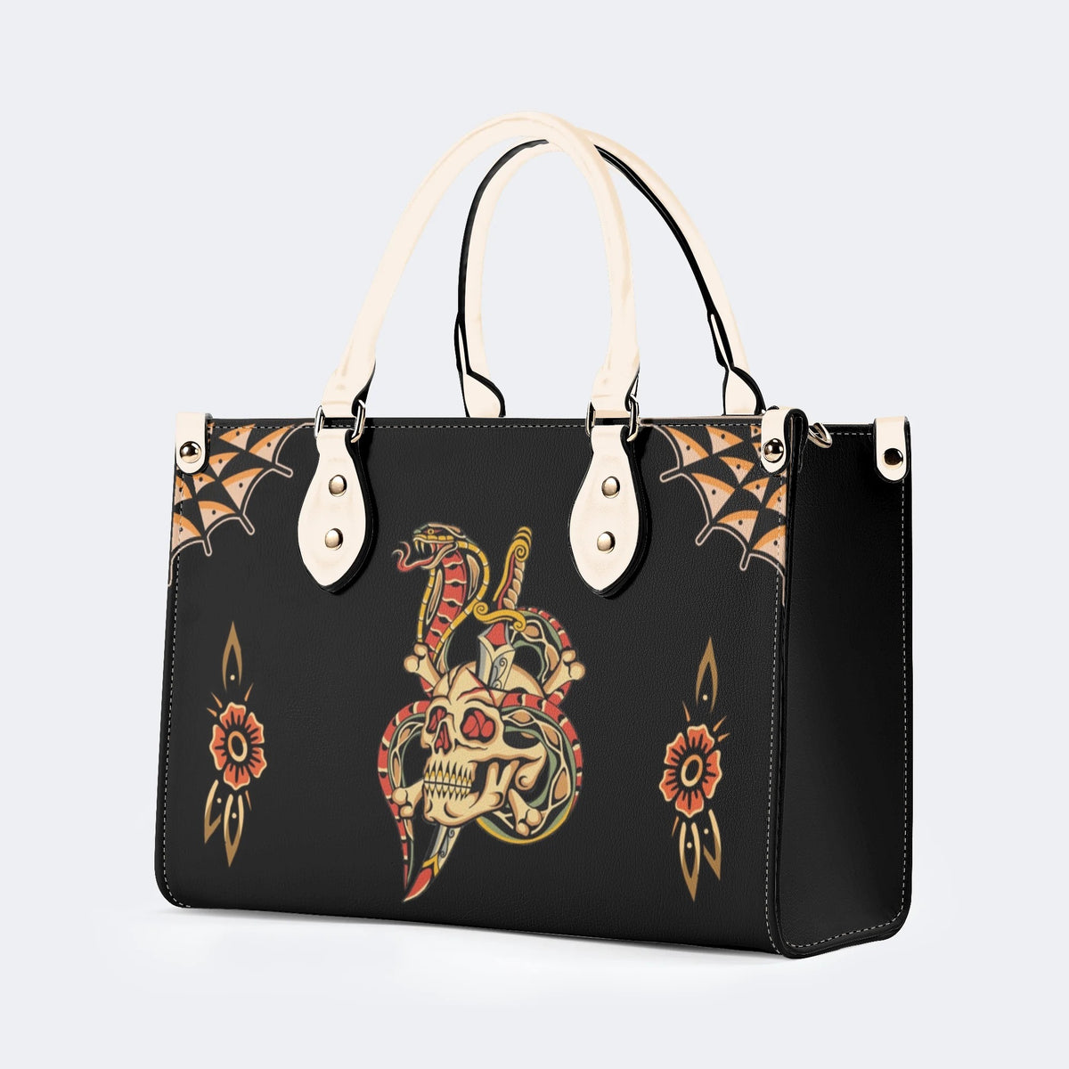 Skeleton Snake Print - Leather Handbag
