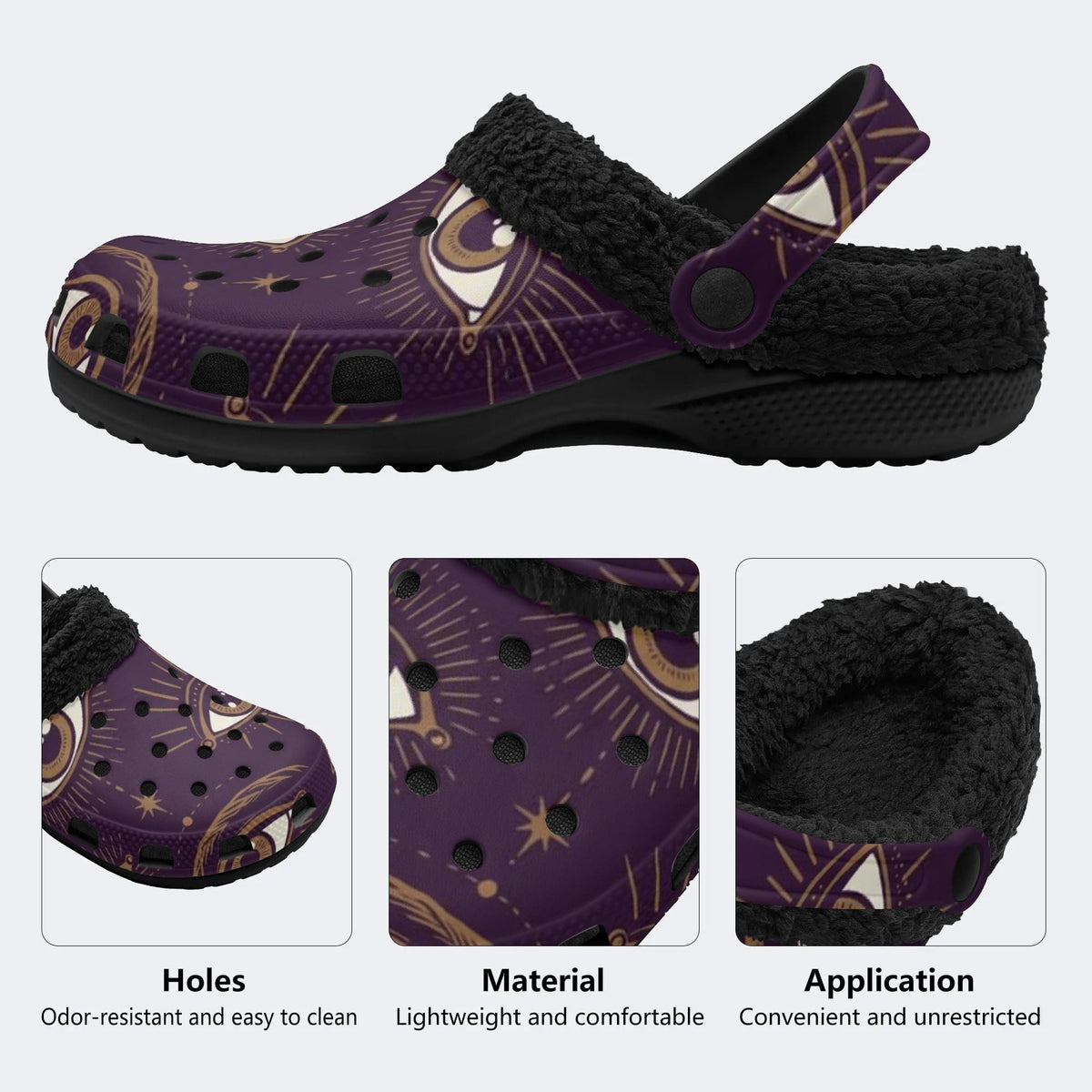 Witchy Celestial Eye - Fur Lined Slippers/Sandals