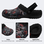 Gothic Skeleton Shark Skull Blood Moon Castle - Fur Lined Slippers/Sandals