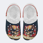 Super Bowl Skull Print - Fur Lined Slippers/Sandals