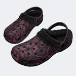 Moody Red Gothic Skulls - Fur Lined Slippers/Sandals