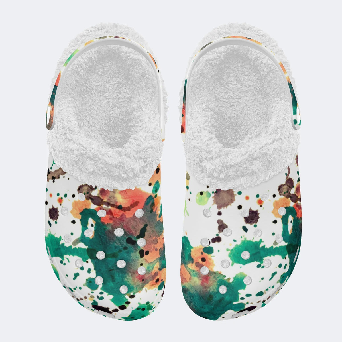 Unisex Ink Print - Fur Lined Slippers/Sandals