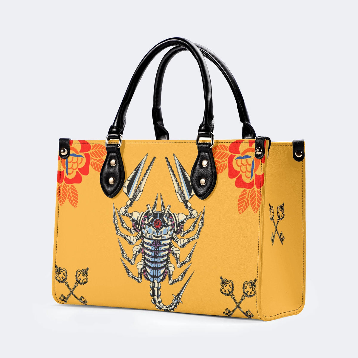 Mechanical Scorpion Print - Leather Handbag