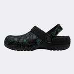 Teal Doodle Icons - Fur Lined Slippers/Sandals