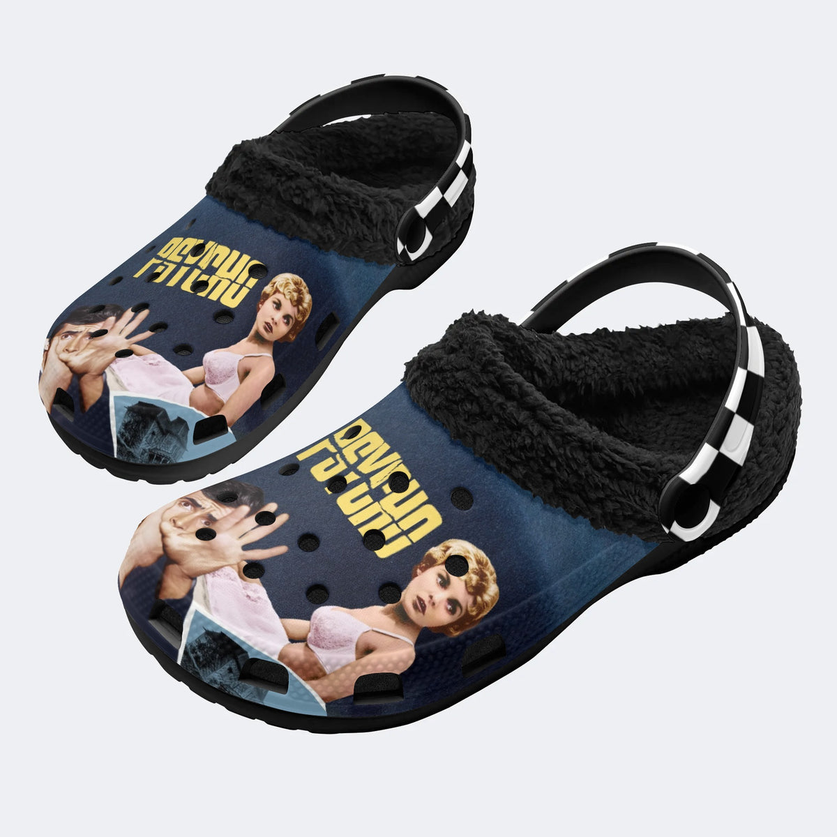 Horror Movie Vintage Graphic - Fur Lined Slippers