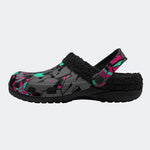 Pink Teal Street Graffiti - Fur Lined Slippers/Sandals