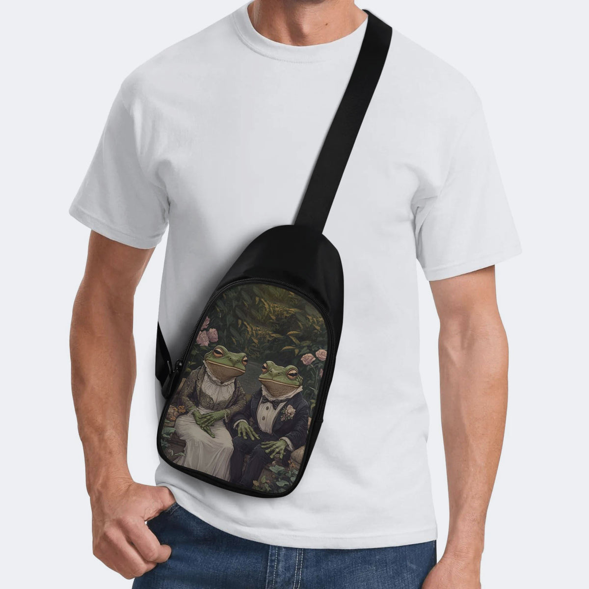 Vintage Couple Frog Print- Chest Bag