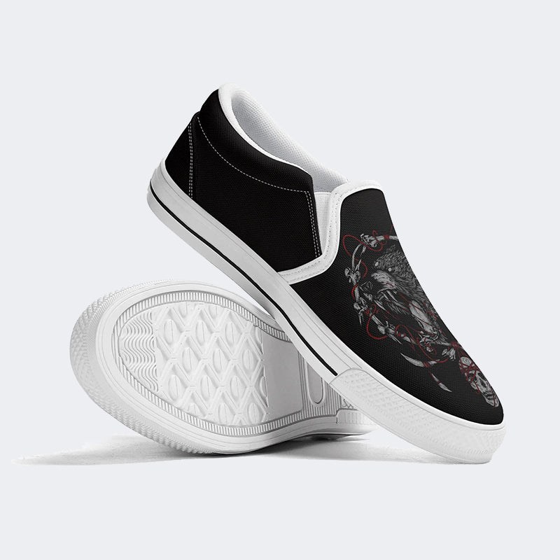 Wolf&Skull Graphic Print - Slip On Shoes