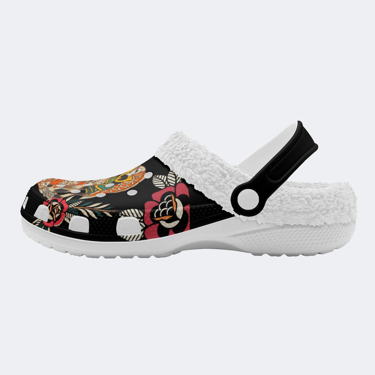 Japanese Lucky Cat Print - Fur Lined Slippers/Sandals