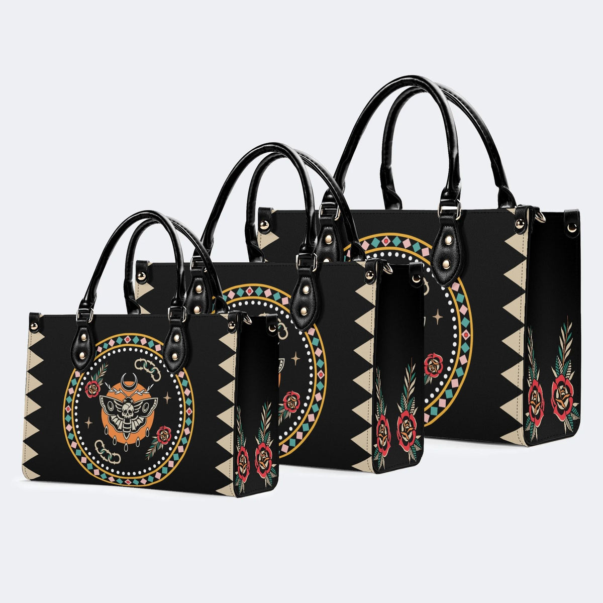 Death Moth Vintage Print - Leather Handbag