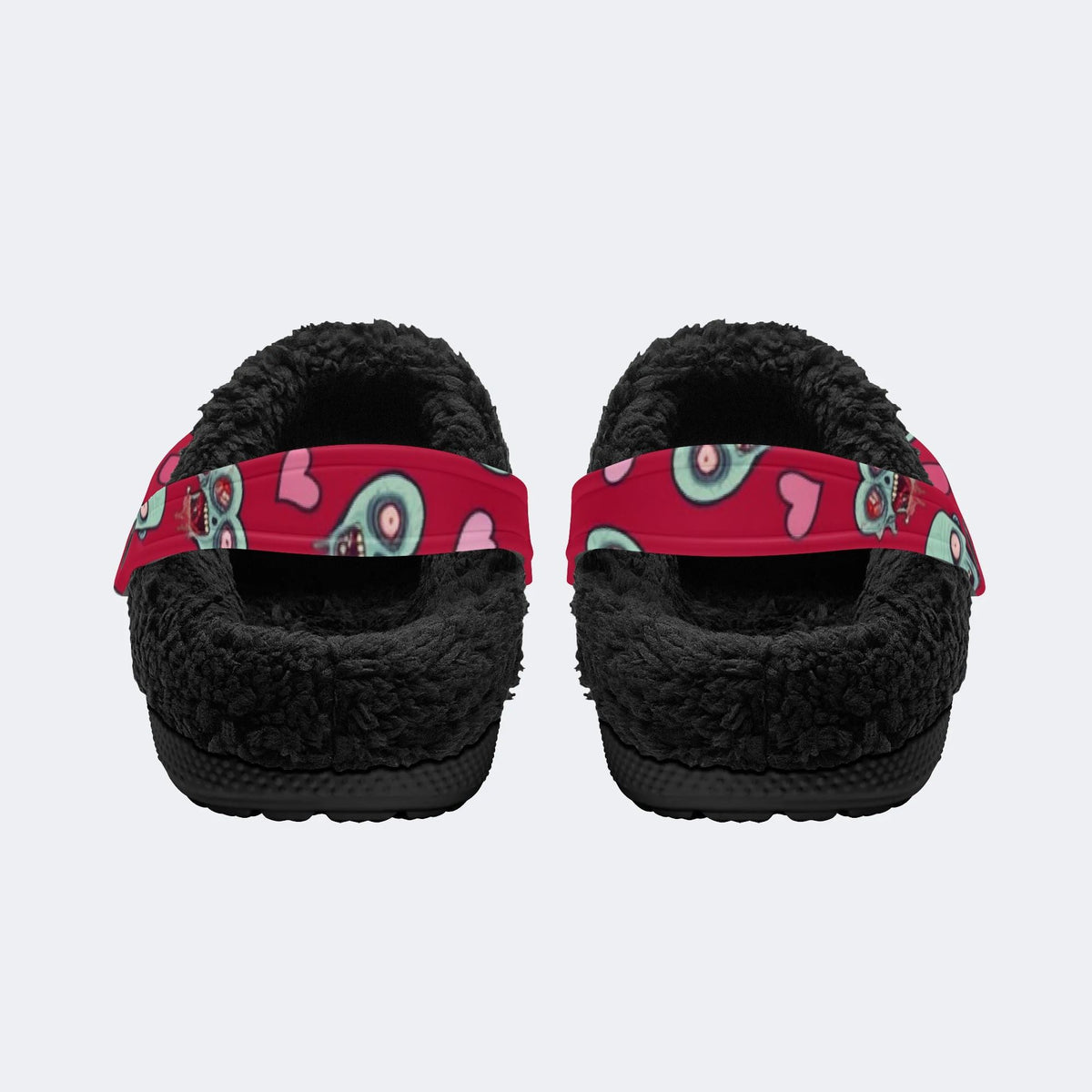 Zombie Heart Skull - Fur Lined Slippers/Sandals