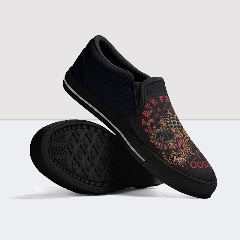 Dragon Print Slip On Shoes