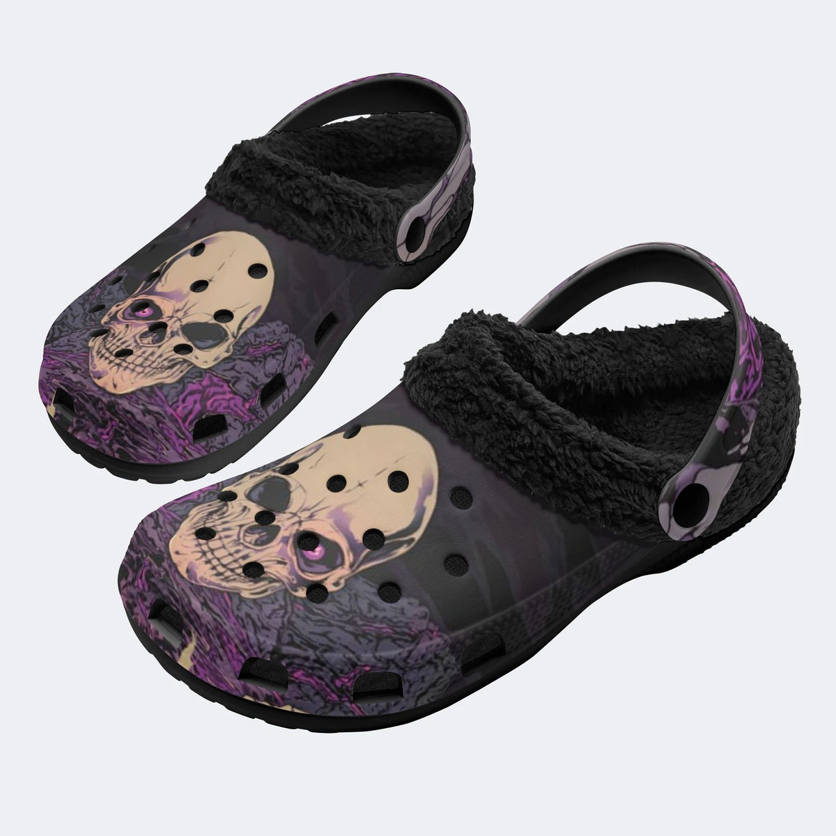 Purple Smoke Skull - Fur Lined Slippers/Sandals