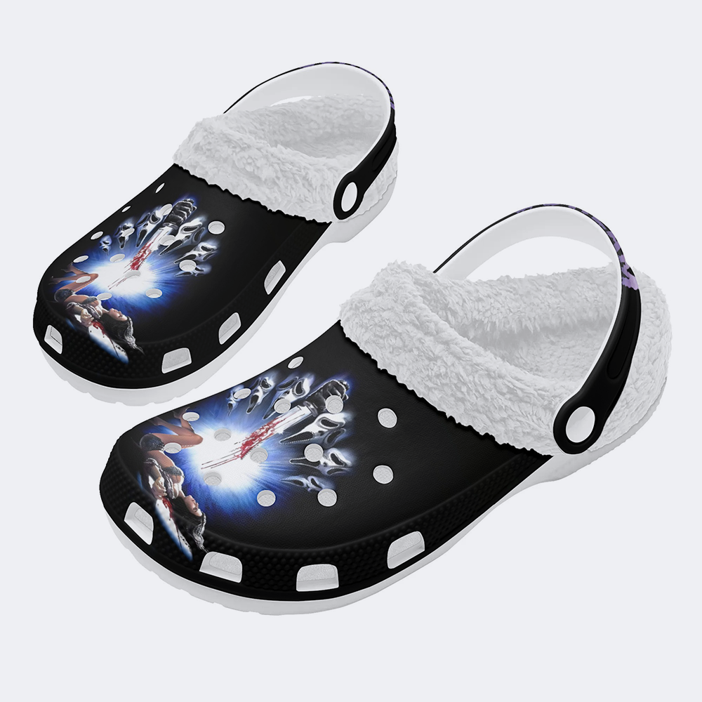 Horror Print - Fur Lined Slippers/Sandals