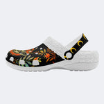 Death Moth Leaf Print - Fur Lined Slippers/Sandals