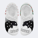 Angry Wolf Print - Fur Lined Slippers