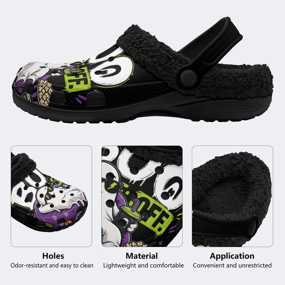 Cool Ghost Lounge - Fur Lined Slippers/Sandals