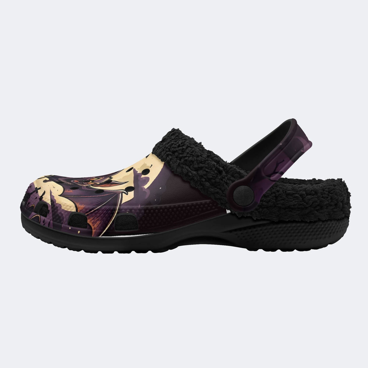 Gothic Bat Pumpkin Moon Halloween Grave - Fur Lined Slippers/Sandals