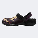 Gothic Bat Pumpkin Moon Halloween Grave - Fur Lined Slippers/Sandals