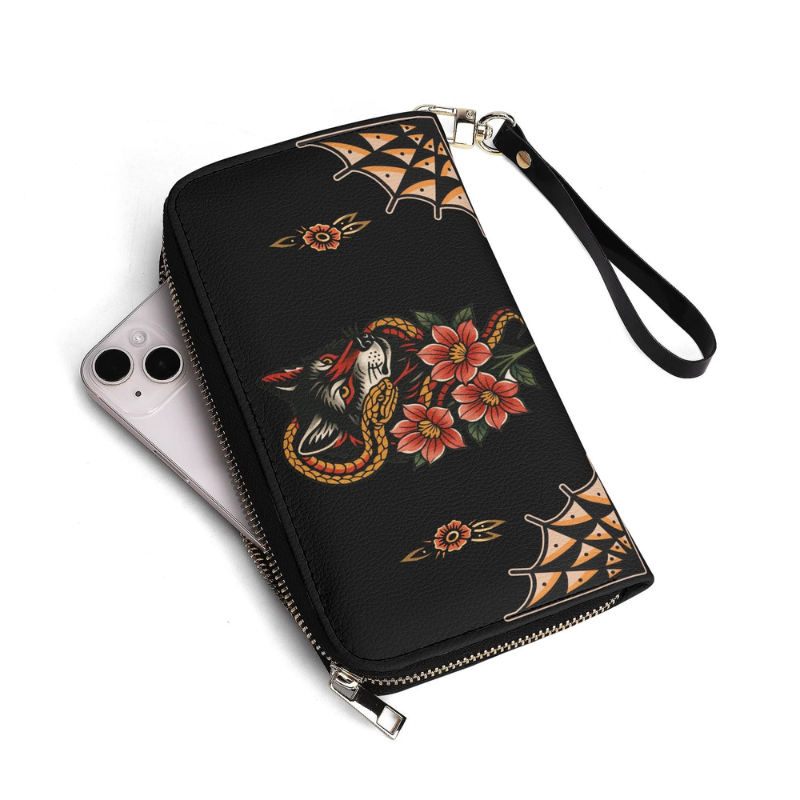 Wolf And Snake Print Leather Wallet Factory Direct Sales