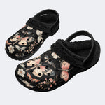 Vintage Butterfly Floral Print - Fur Lined Slippers/Sandals