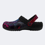Magenta Flame Skull - Fur Lined Slippers/Sandals