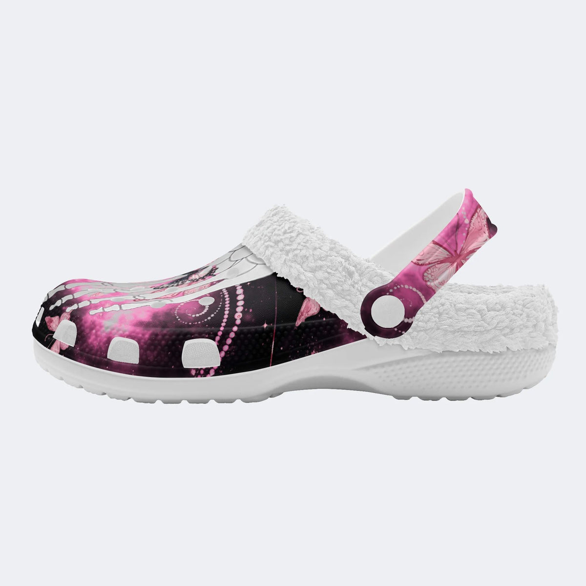 Butterfly And Toe Bone Print - Fur Lined Slippers/Sandals
