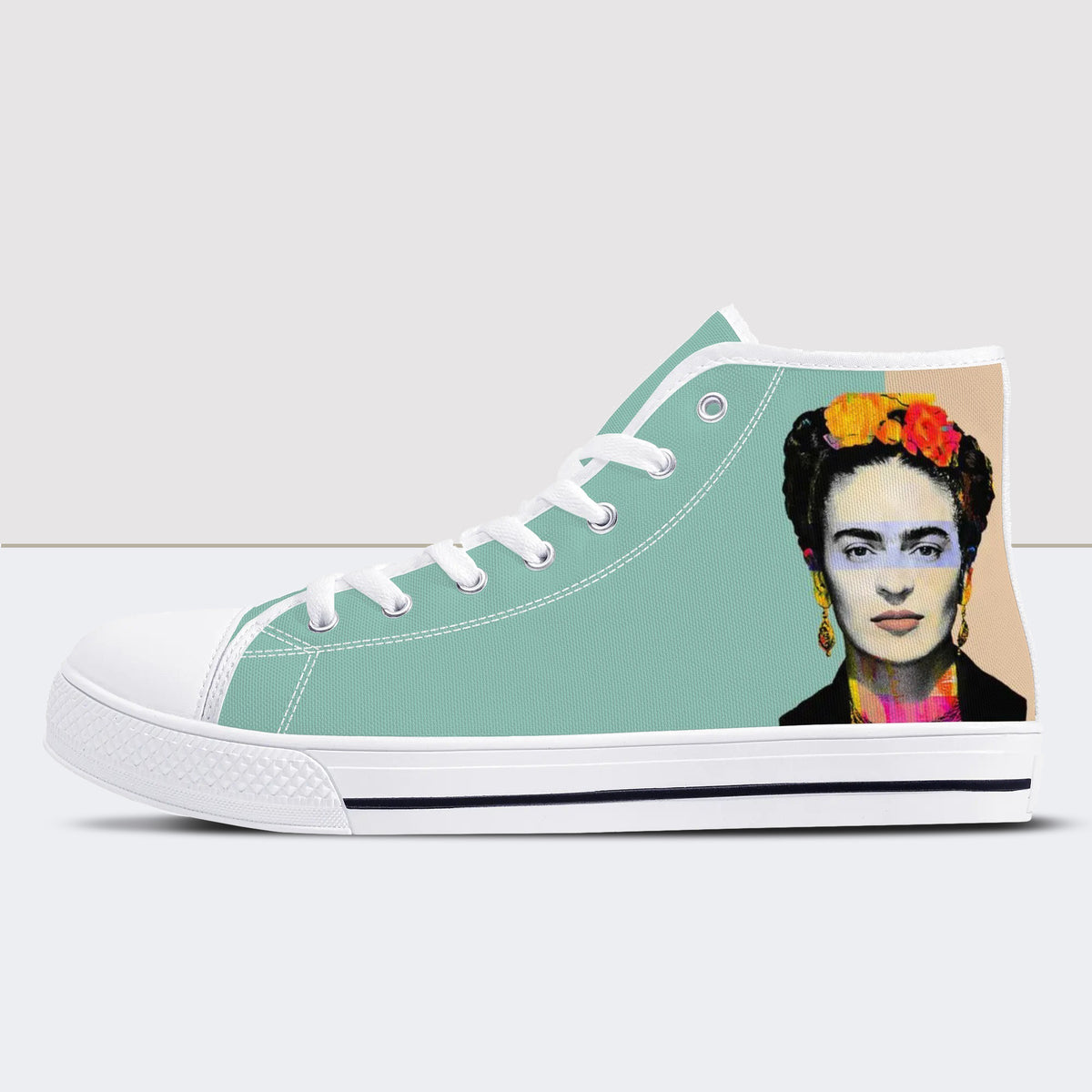 Colorful Frida Kahlo Fanart Feminist Pride Movement High Top Canvas Shoes