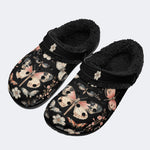 Vintage Butterfly Floral Print - Fur Lined Slippers/Sandals