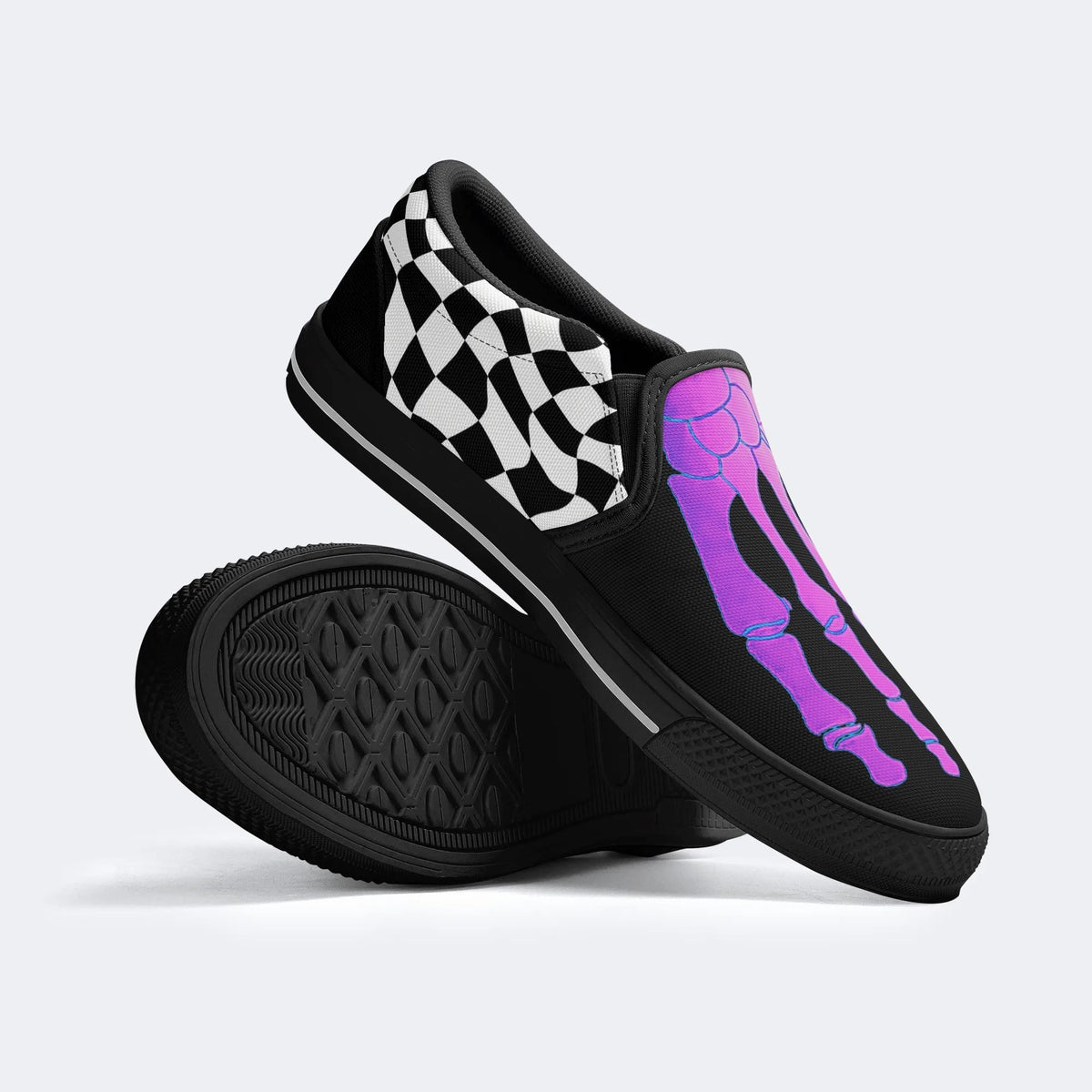 Purple Gradient Skeleton Toes Skull - Slip On Shoes