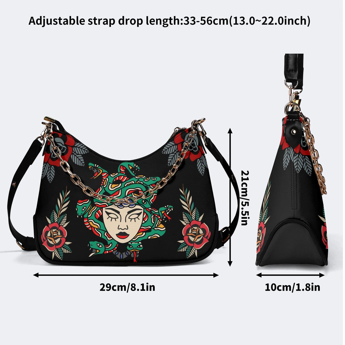 Medusa With Eyes Closed - Leather Crossbody Bag