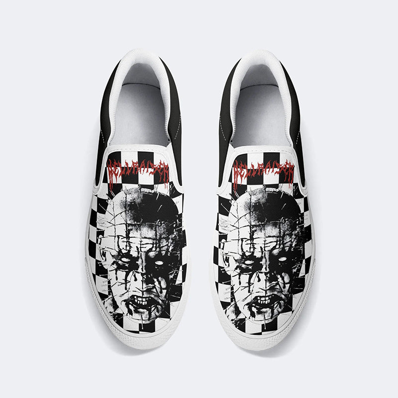 Unisex Black Metal Pinhead Print - Slip On Shoes