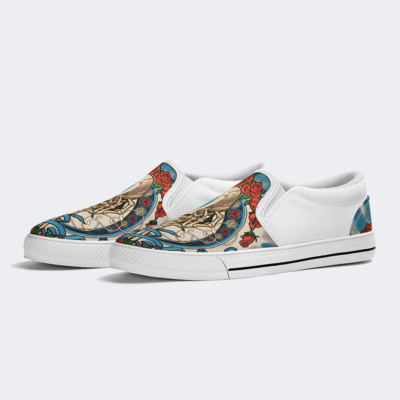 Unisex Tie Dye Skull Graphic Print - Slip On Shoes