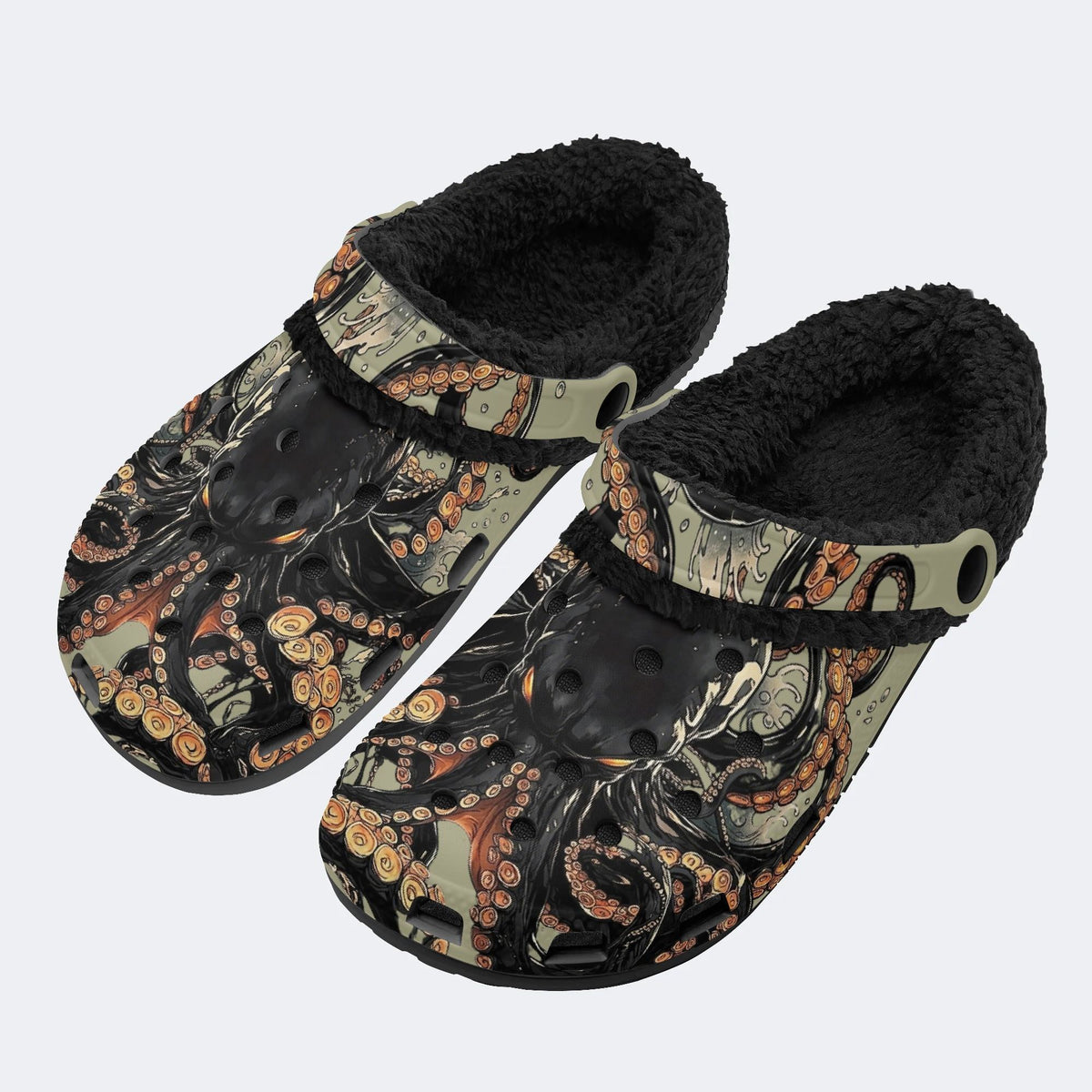 Abyssal Ink - Fur Lined Slippers/Sandals