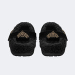 Tiger Face In Spade Frame Print - Fur Lined Slippers/Sandals