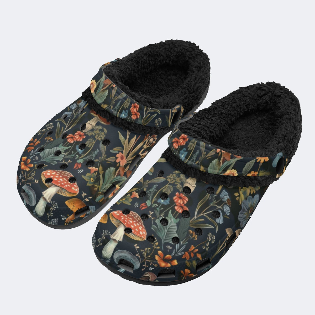 Mushroom Forest Print - Fur Lined Slippers/Sandals