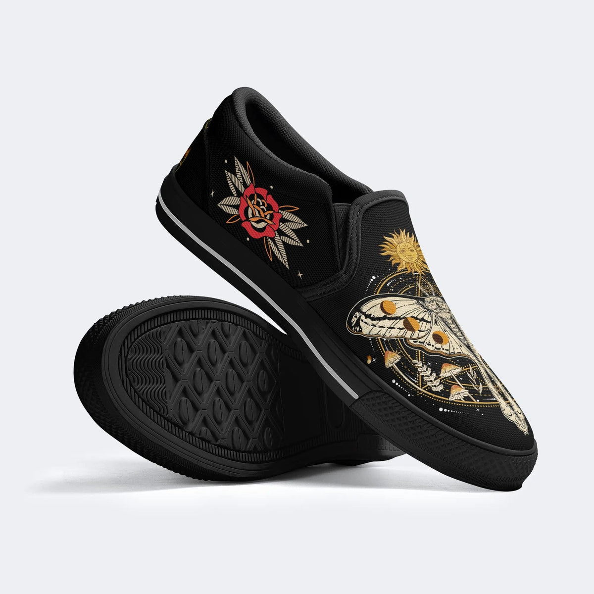 Sun And Moth Print - Slip On Shoes