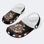 Vintage snake and tiger print - Fur Lined Slippers/Sandals