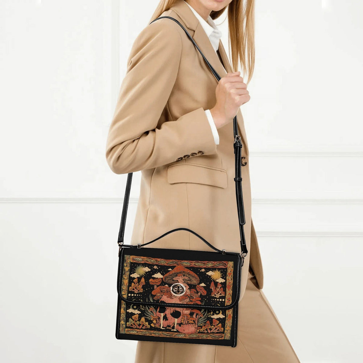 Mushroom Parasitic Skull - Leather Satchel Bag