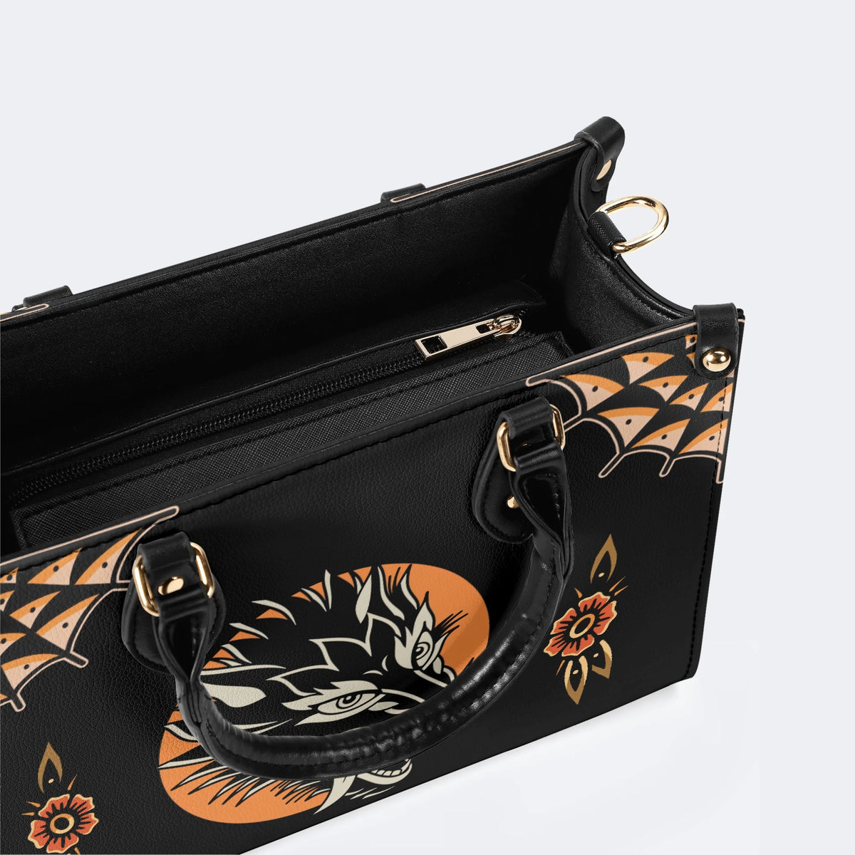 Screaming Wolf Vintage Print - Leather Handbag