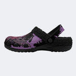 Gothic Dagger Winged Heart Rose Flame - Fur Lined Slippers/Sandals