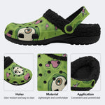 Cartoon Zombie Face - Fur Lined Slippers/Sandals
