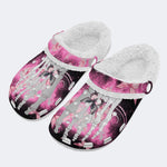 Butterfly And Toe Bone Print - Fur Lined Slippers/Sandals