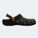 Dark Orange Brush Print - Fur Lined Slippers/Sandals