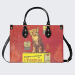 Retro Smoking Cat - Leather Handbag