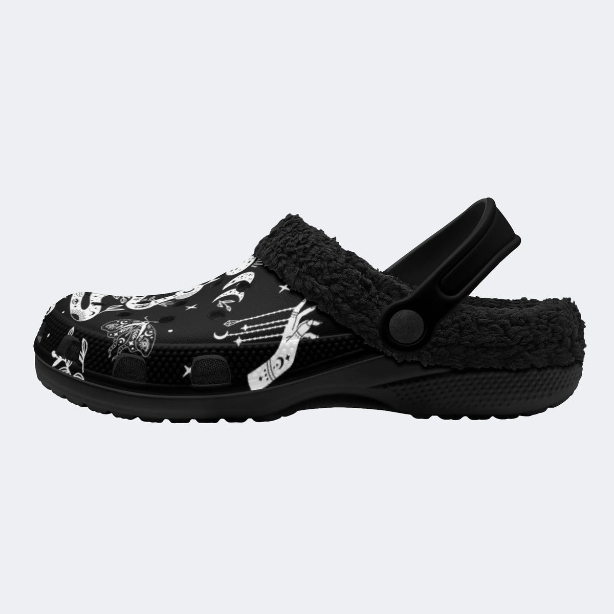 Snake And Beath Moth Print - Fur Lined Slippers/Sandals